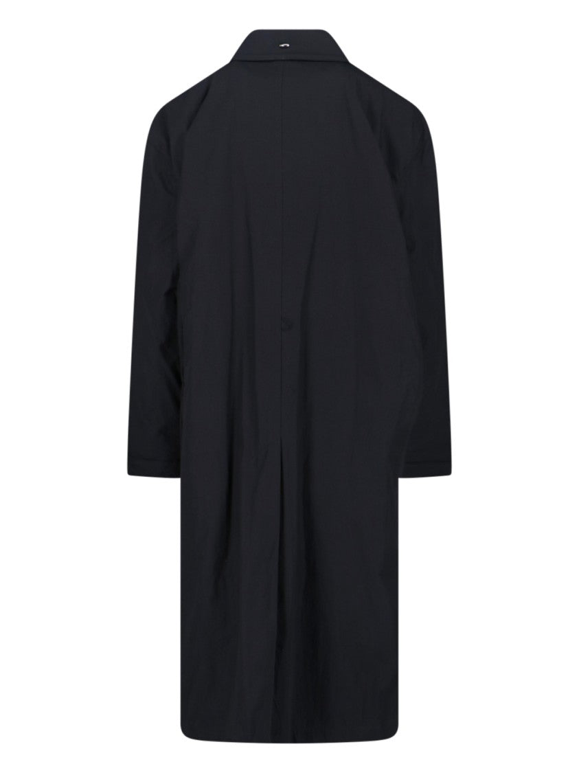 Our Legacy Double-Breasted Black Coat With Round Collar