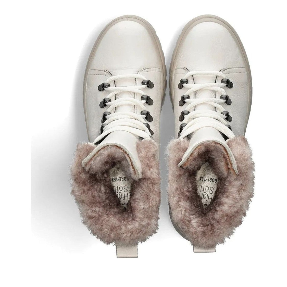 Ara Beige Mood Insulated Plush Collar Leather Ankle Boots