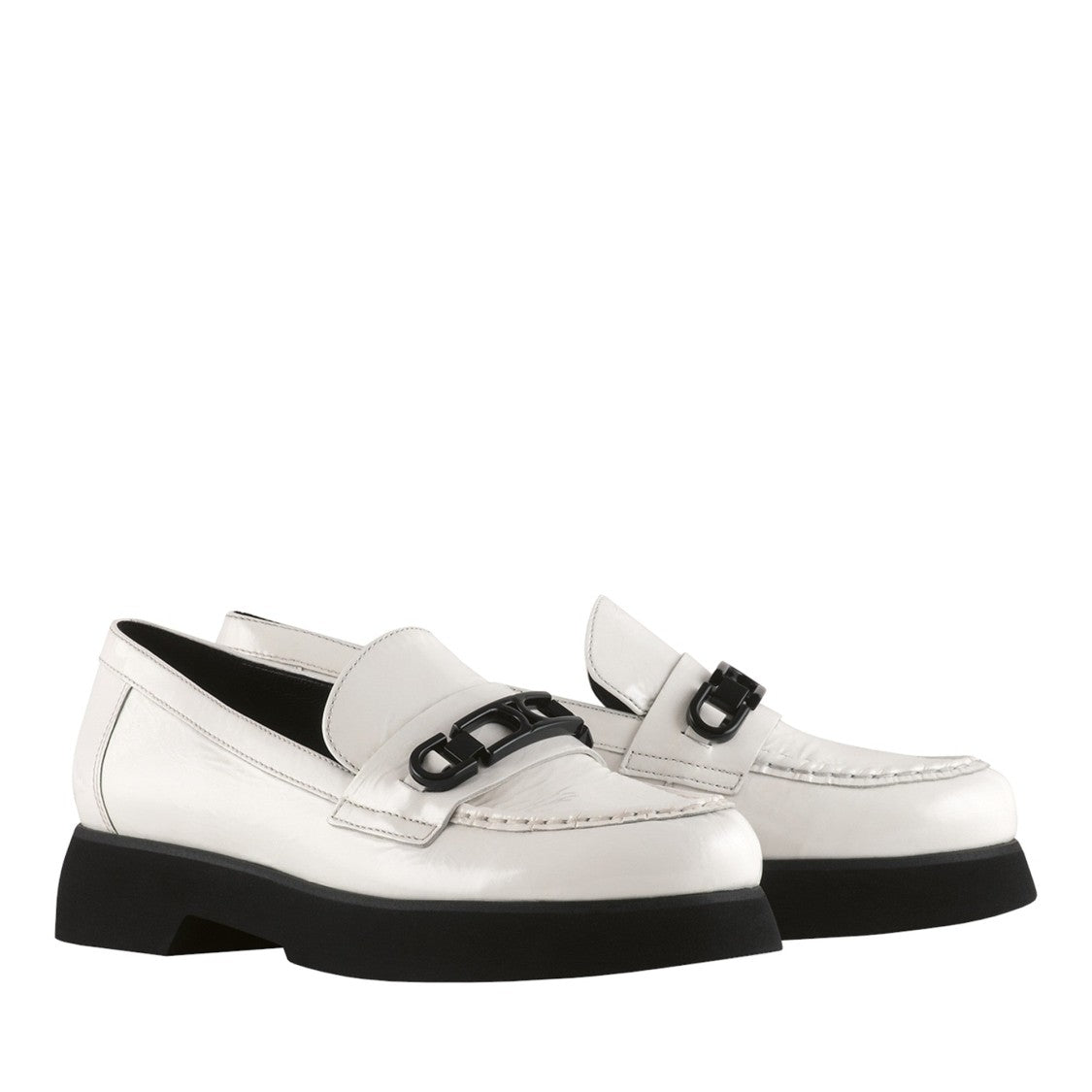 Högl White Cecil Patent Leather Chunky Sole Loafers