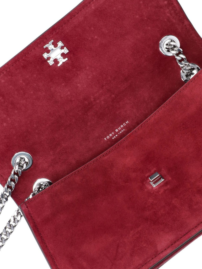 Tory Burch Red Suede Kira Turnlock Shoulder Bag
