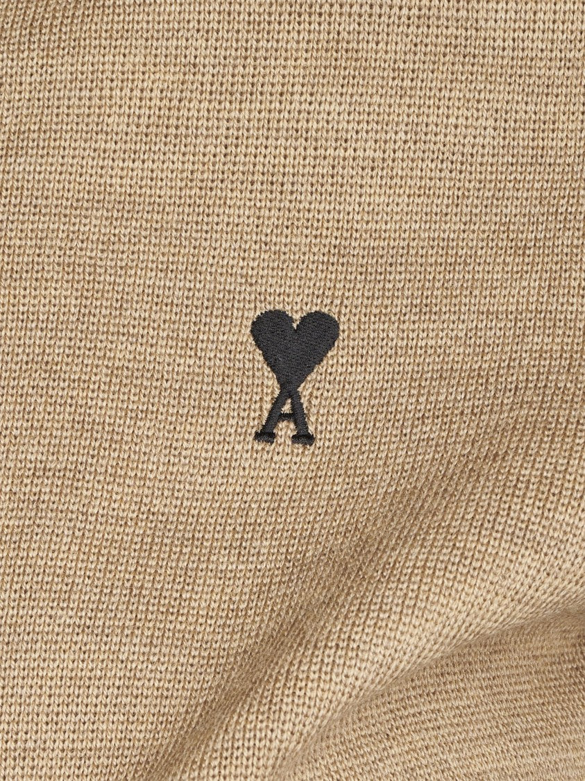 Ami Paris Crewneck Sweater With Embroidered Heart Emblem