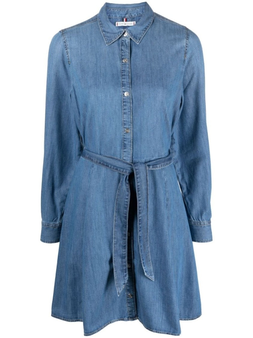 Tommy Hilfiger Belted Denim Midi Dress