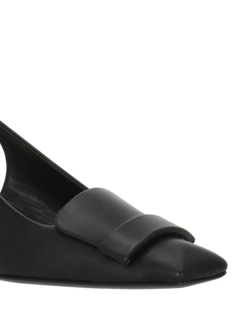 Sergio Rossi Black Square Tip Spool Heel Pumps