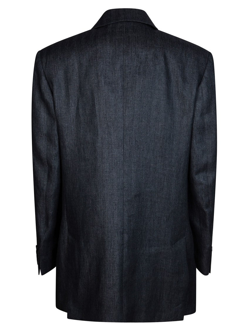 Max Mara Black Mxmolimpia1 Herringbone Linen Blazer