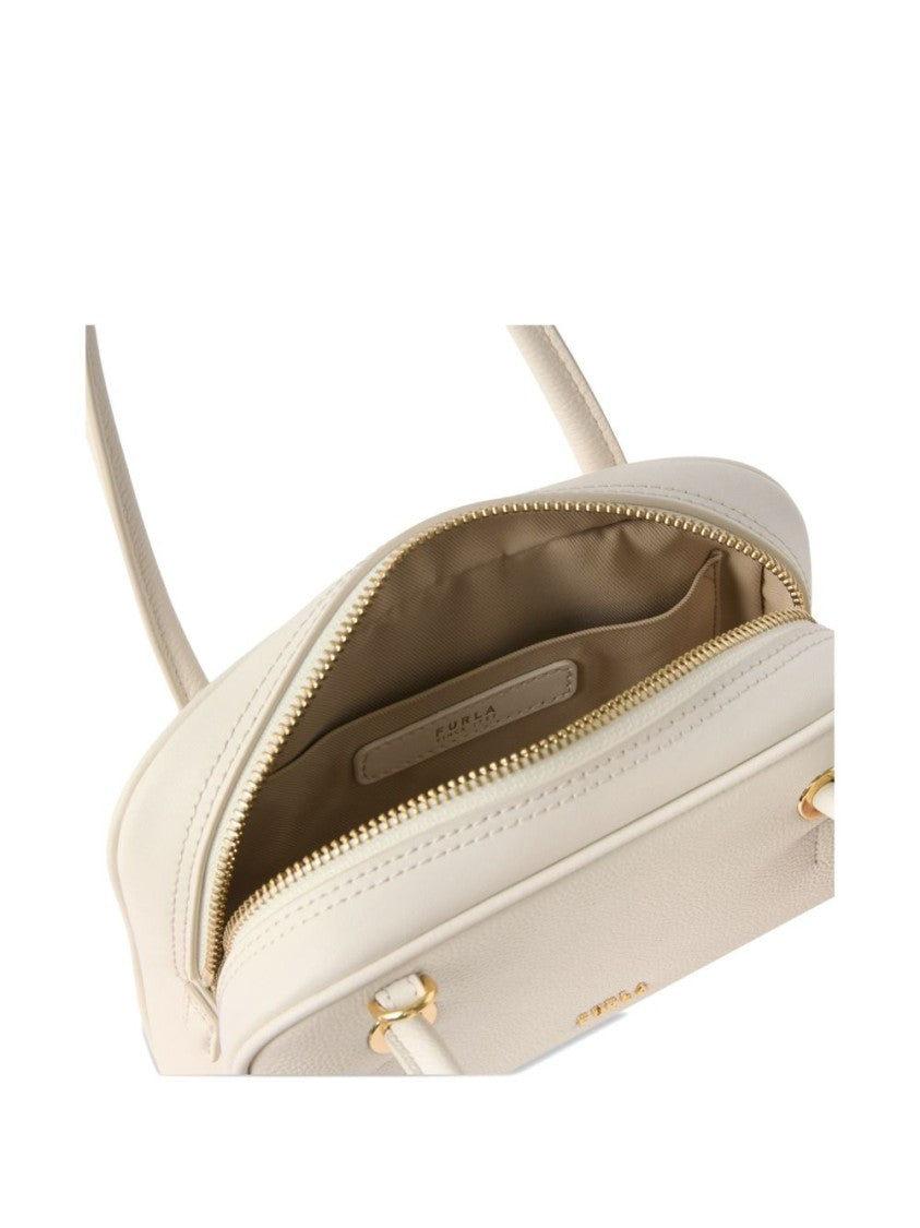 Furla White Structured Gold-Tone Accents Handbag