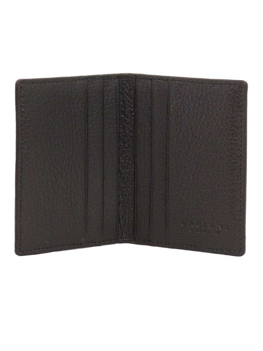 Claudio Orciani Textured Black Calf Leather Cardholder