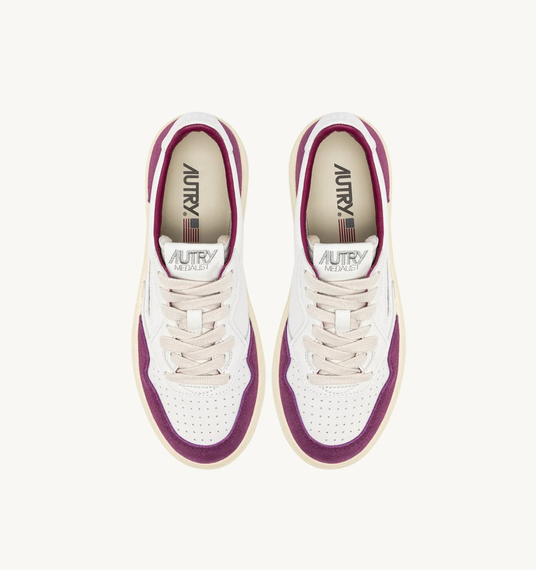 Autry Medalist Low Sneakers In Washed Goat Leather And Suede