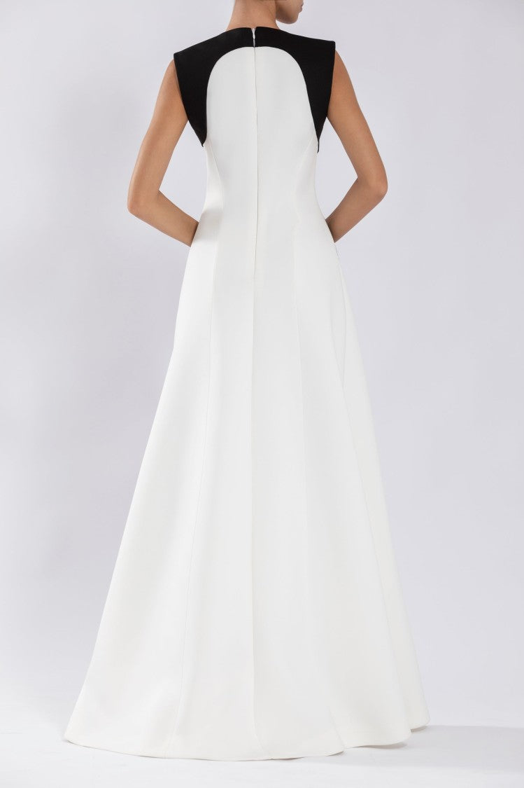 Saiid Kobeisy Neoprene Dress With Abstract Contrast Cuts