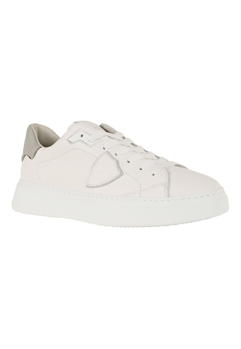 Philippe Model Temple Low White Calfskin Leather Sneakers