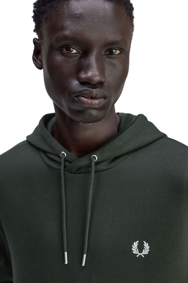 Fred Perry Green Cotton Hoodie With Drawstring