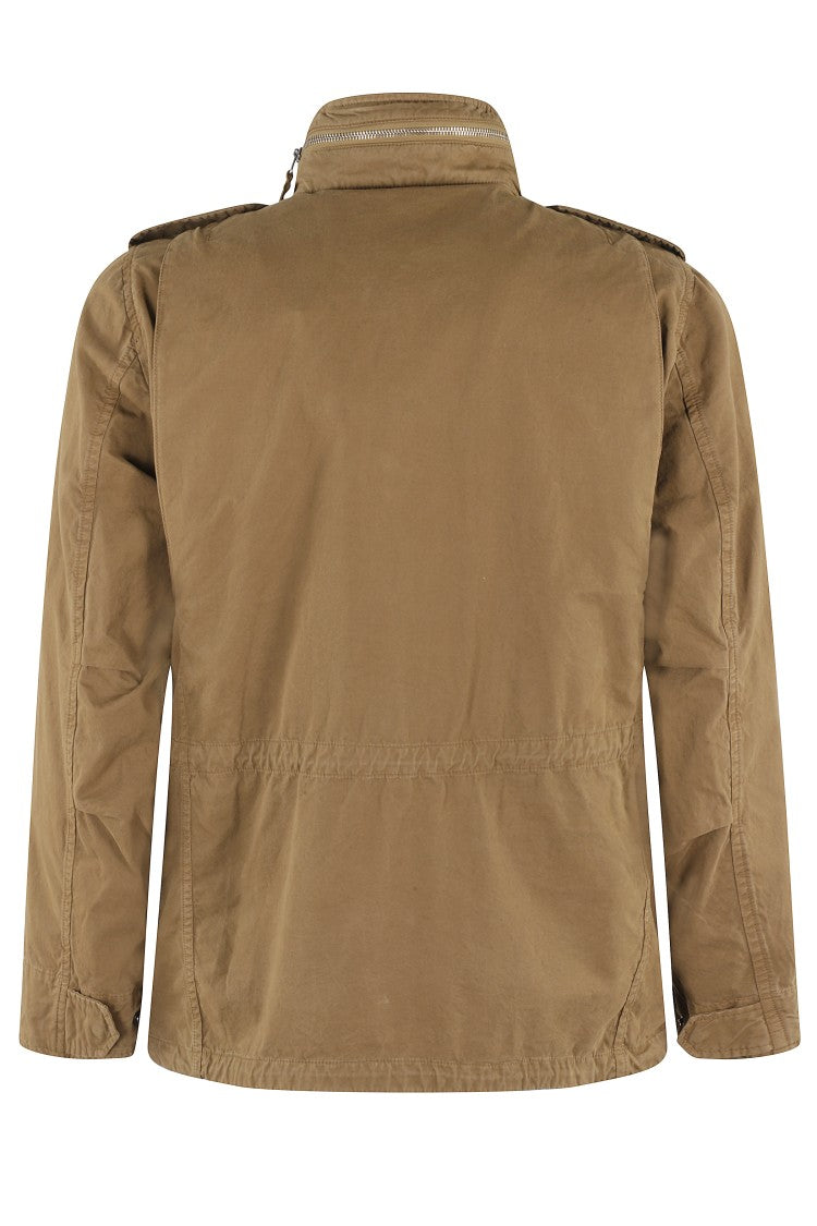 Aspesi Stone Cotton Minifield Jacket With Hidden Hood