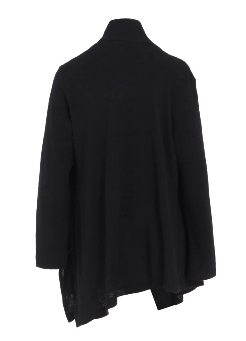 Yohji Yamamoto Asymmetrical Black Wool Blend Shawl Sweater