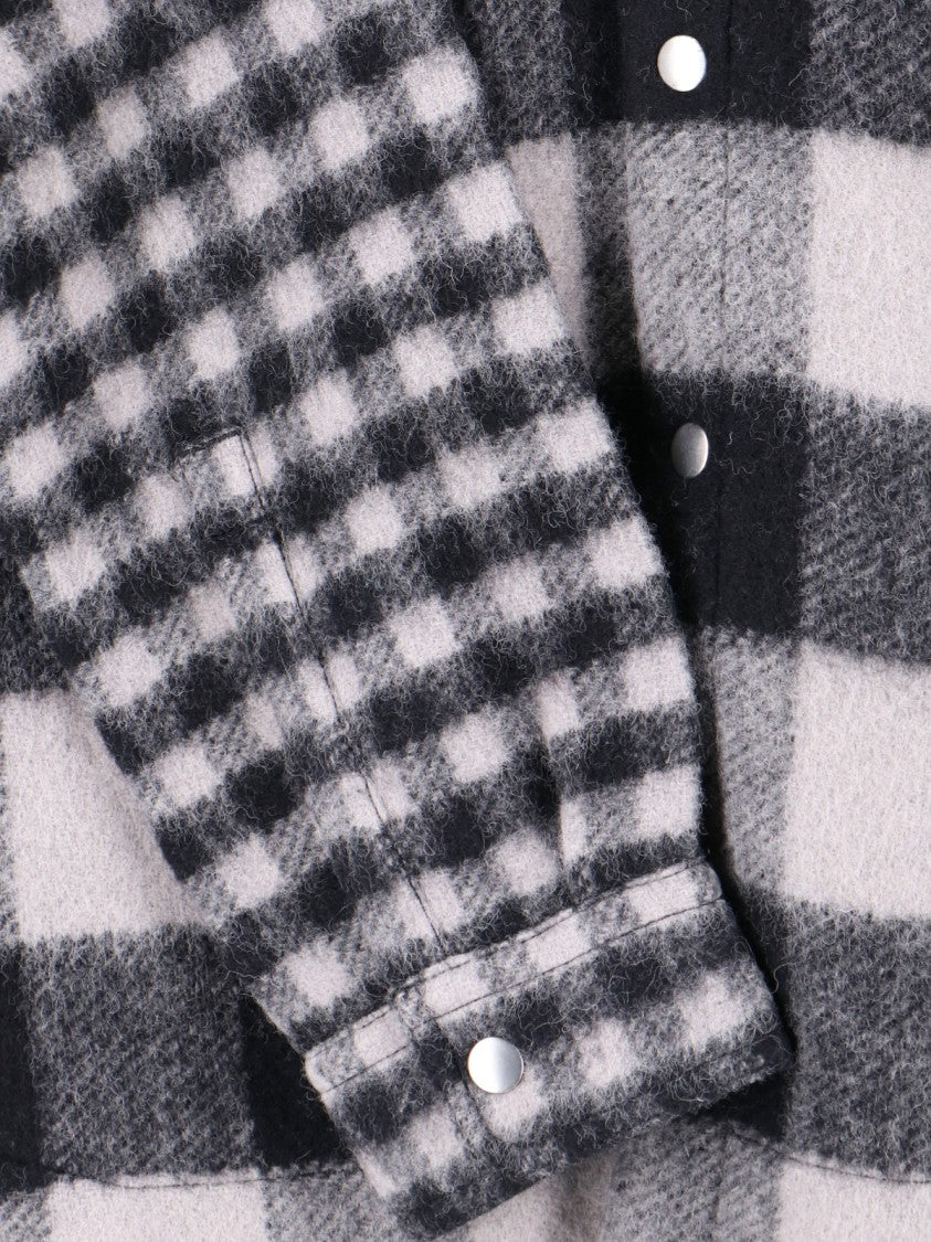 Rick Owens Checked Shirt With V-Neckline And Snap Button Closure
