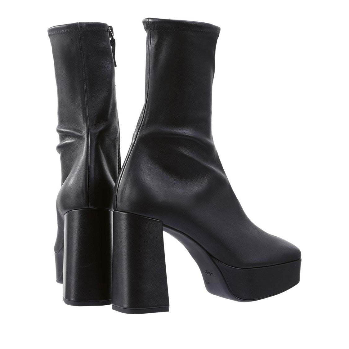 Högl Black Cora Sleek High Block Heel Leather Ankle Boots