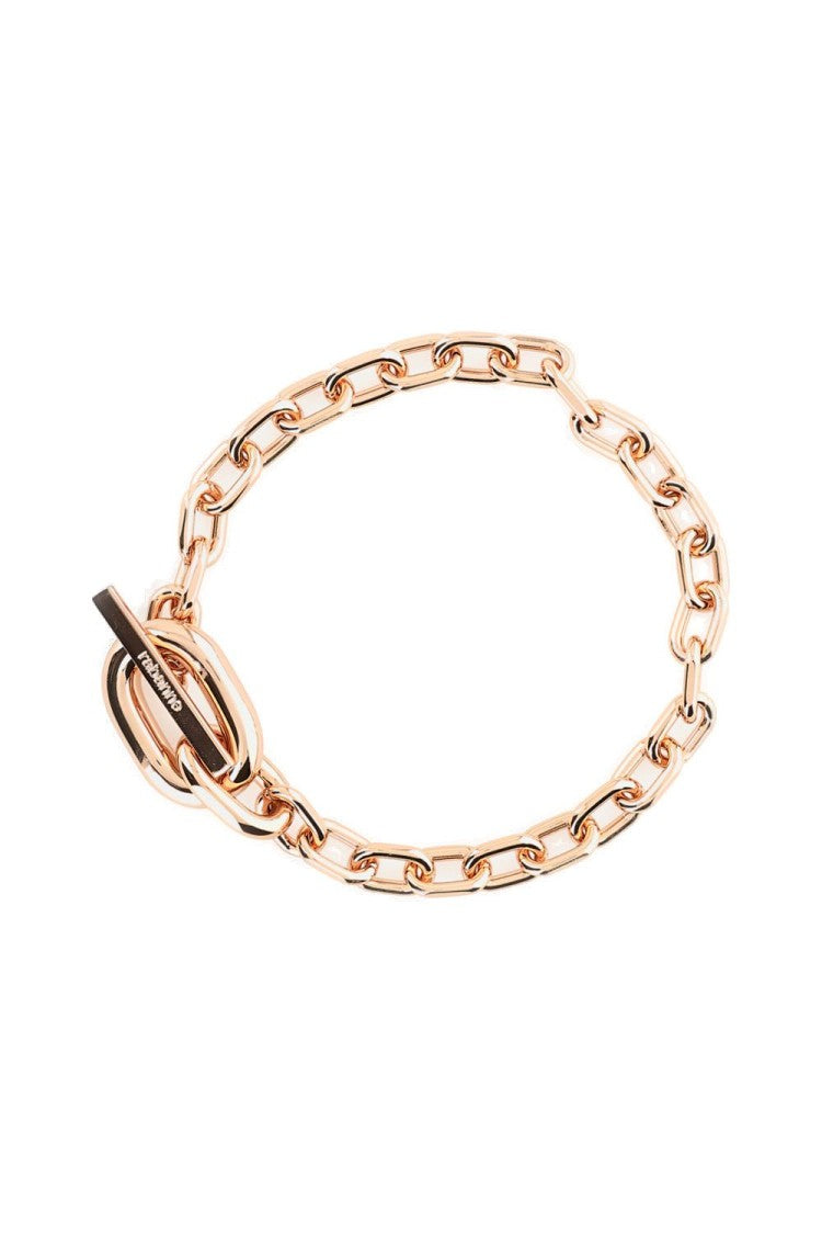 Rabanne Interlocking Gold Chain Bracelet With Toggle Clasp