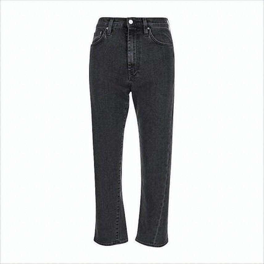 Totême High-Waisted Black Denim Pants With Straight Leg Cut