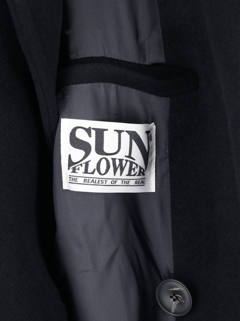 Sunflower Multicolor Double-Breasted Shawl-Lapel Wool-Blend Coat