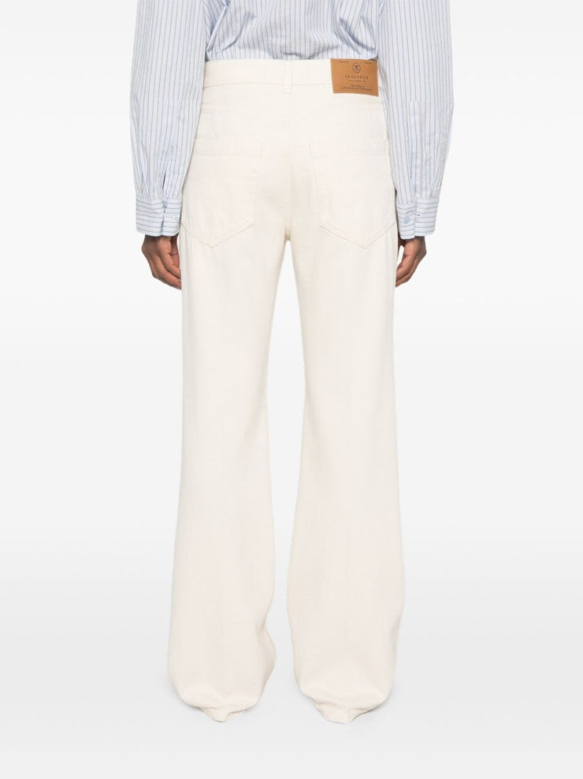 Seafarer Wide-Leg Appliqué 5-Pocket Jeans