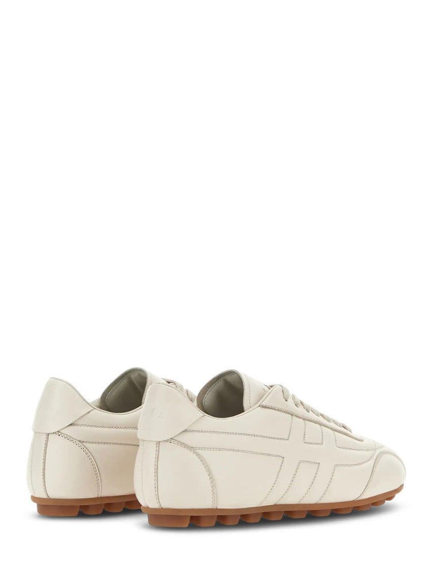 Hogan Minimalist White Leather Sneakers With Textured Grip
