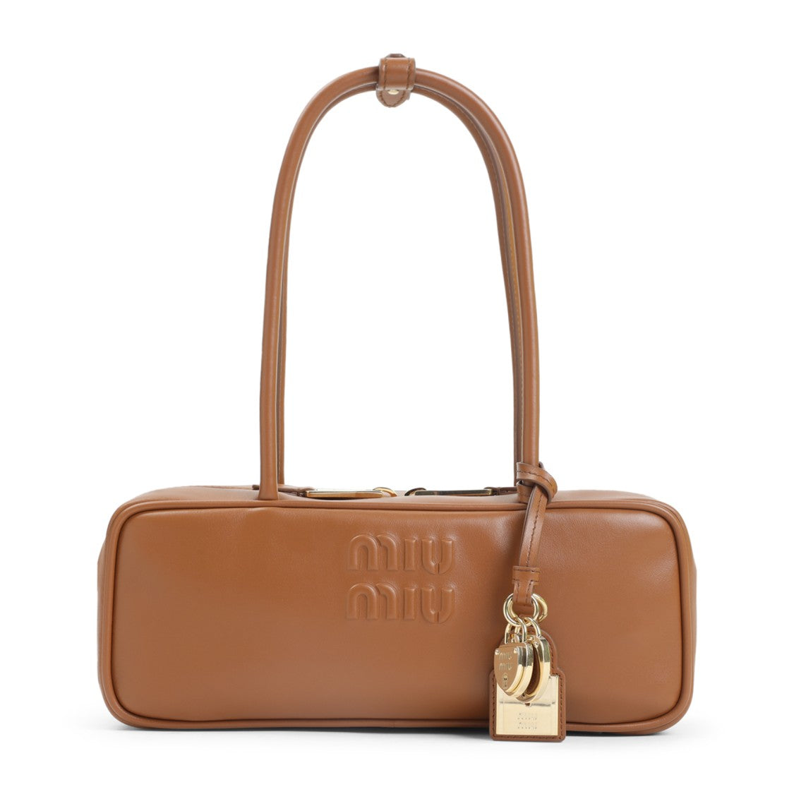 Miu Miu Rectangular Calf Leather Handbag With Gold-Tone Charm