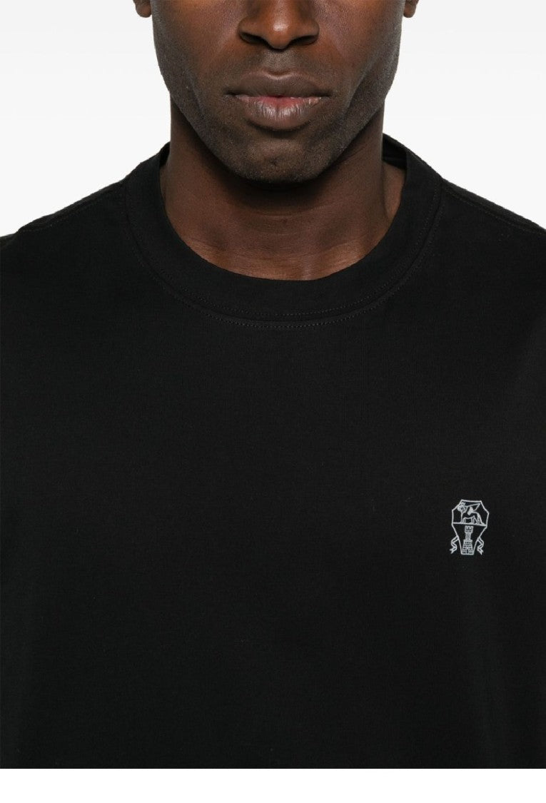 Brunello Cucinelli Short-Sleeved Crew Neck T-Shirt With Logo Print
