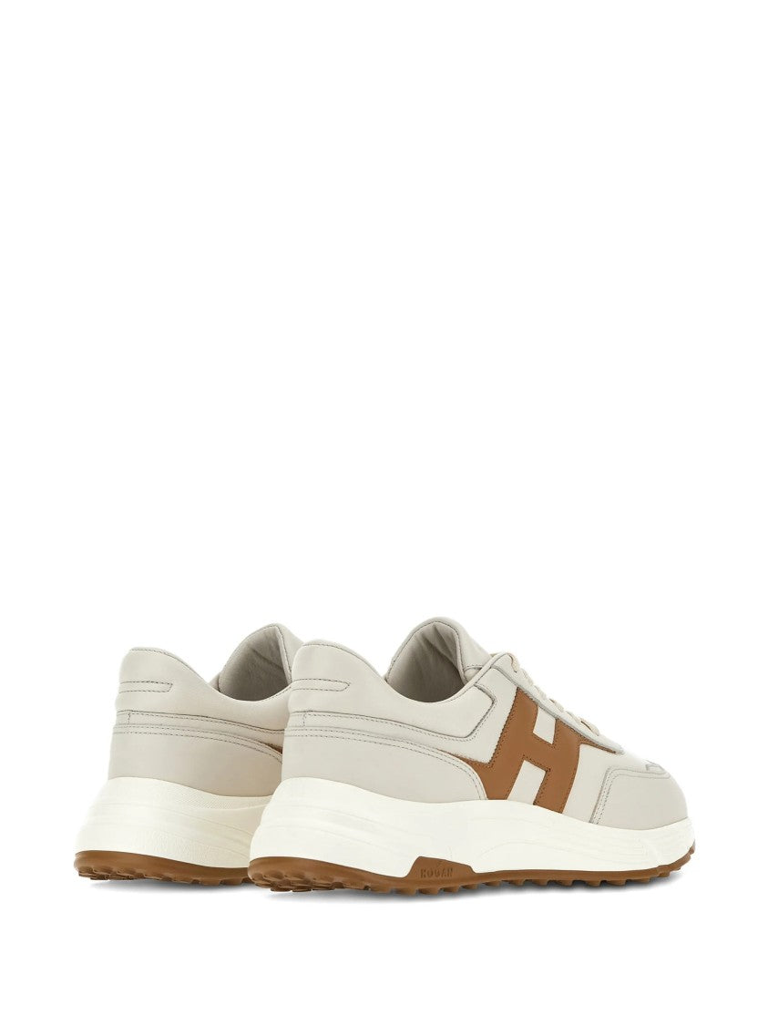 Hogan Beige Low-Top H Logo Cushioned Sneakers