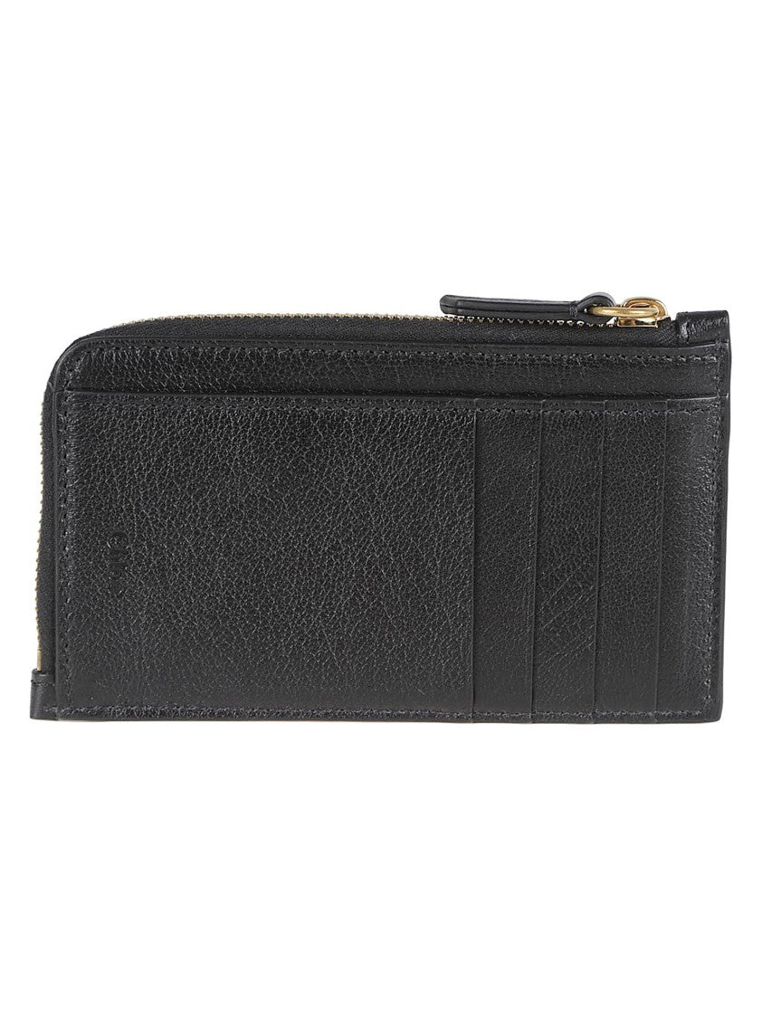Chloé Compact Buffalo Leather Wallet With Gold Accents