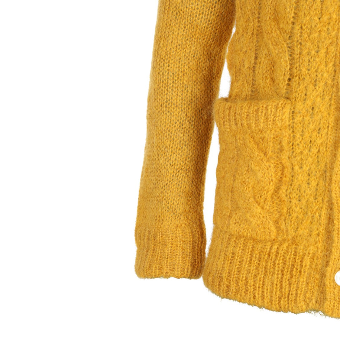Valentino Yellow Wool Blend Knit Sweater With Textured Cable Knit Design