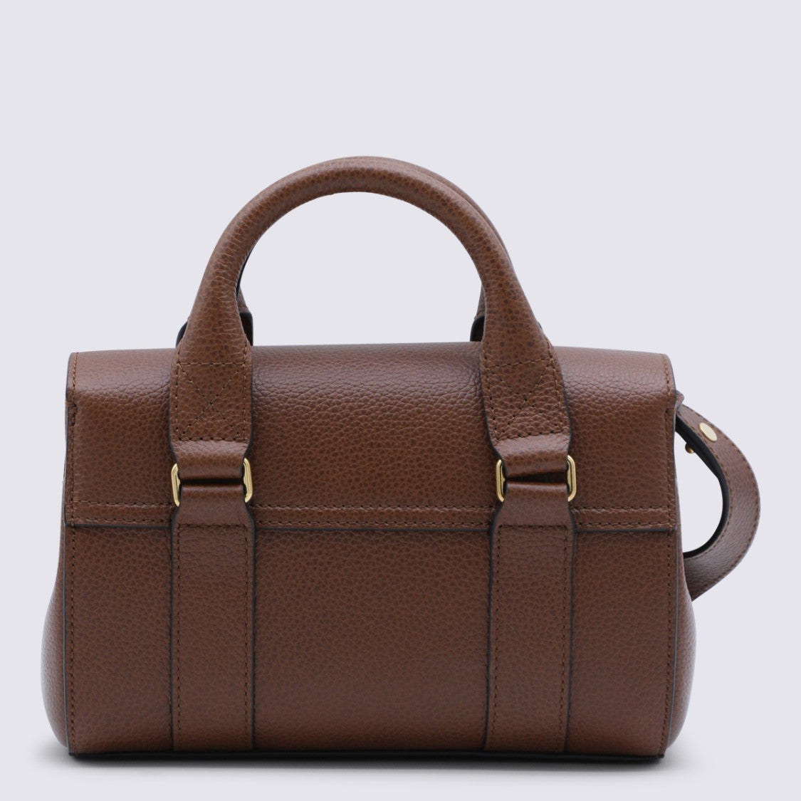 Mulberry Textured Brown Leather Handbag With Gold-Tone Hardware