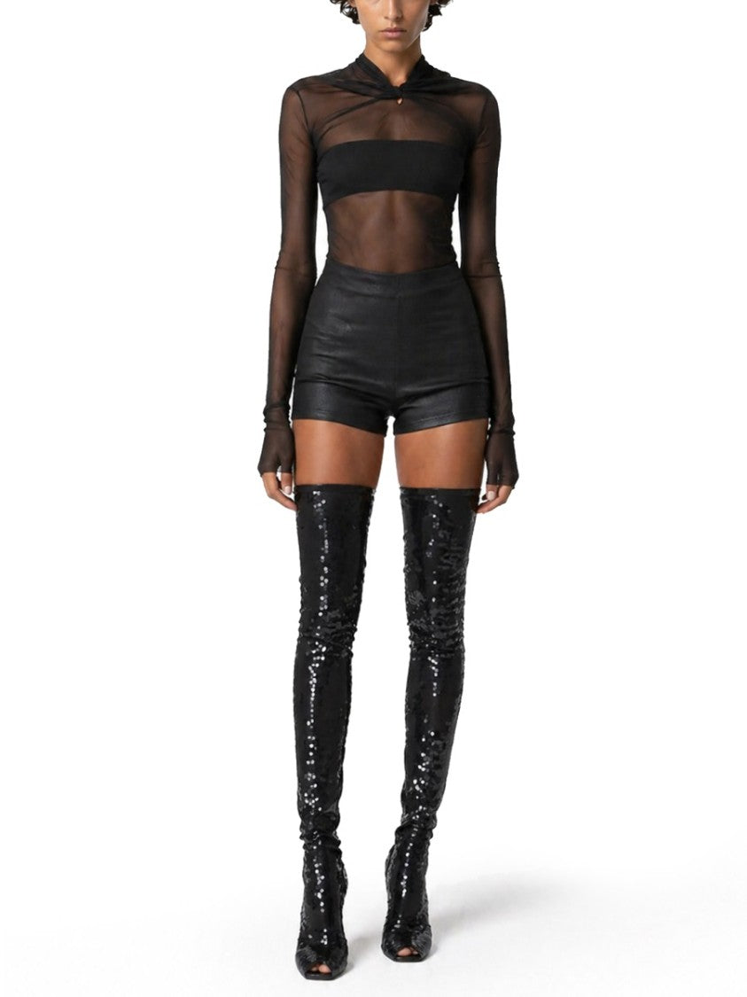 Rick Owens X Lilies Dirt Bolan Cut Off Leather Shorts
