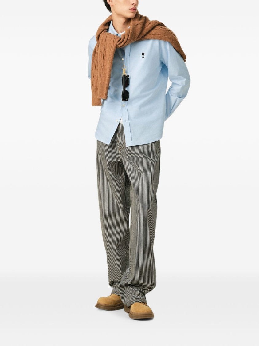 Ami Paris Button-Down Shirt With Embroidered Heart Detail