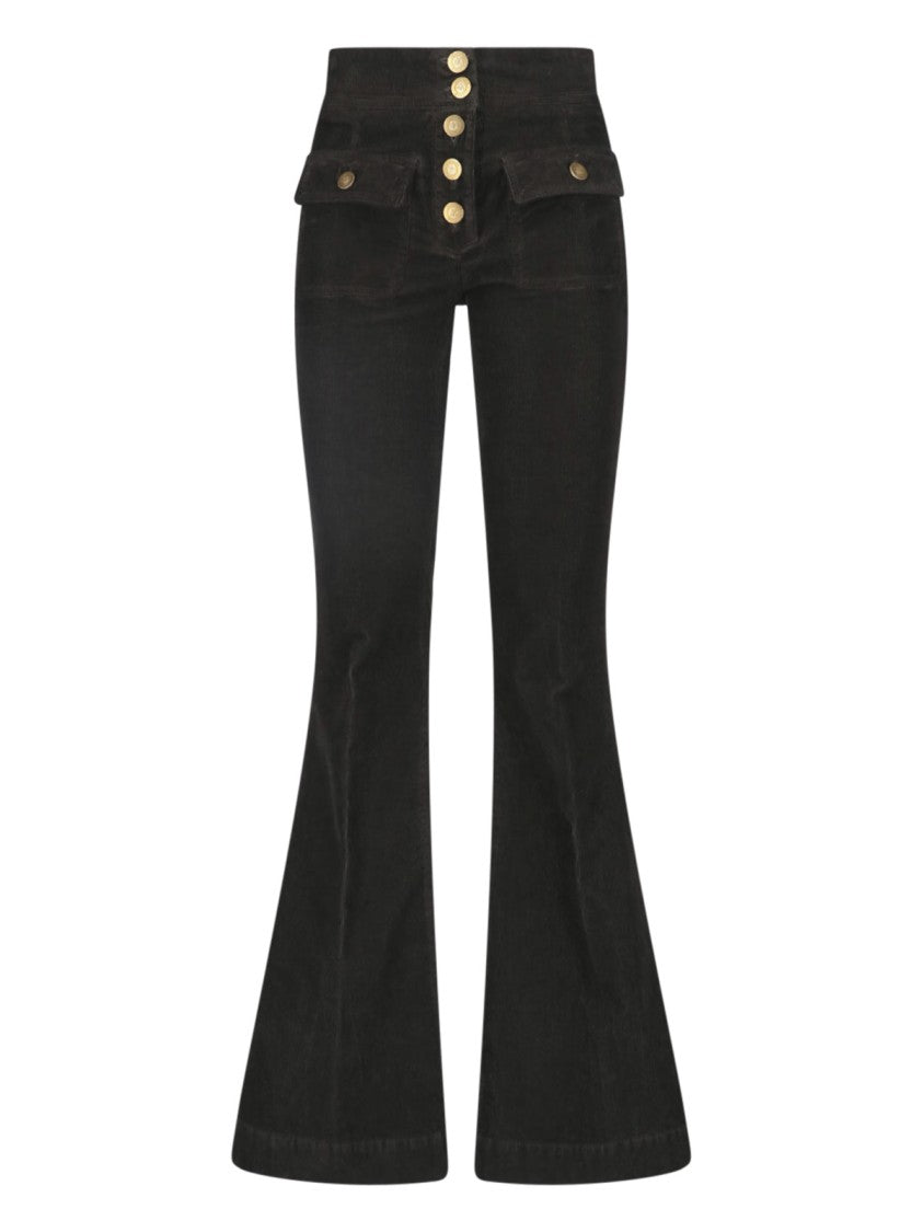 Seafarer Flared High-Waisted Pants In Stretch Ribbed Velvet