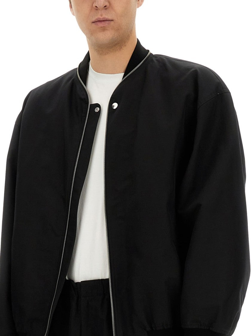 Jil Sander Oversized Cotton Bomber Jacket With Ribbed Cuffs