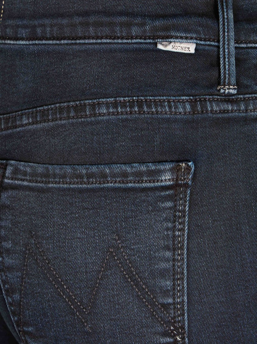 Mother Dark Blue The Weekender Fray Flared Jeans