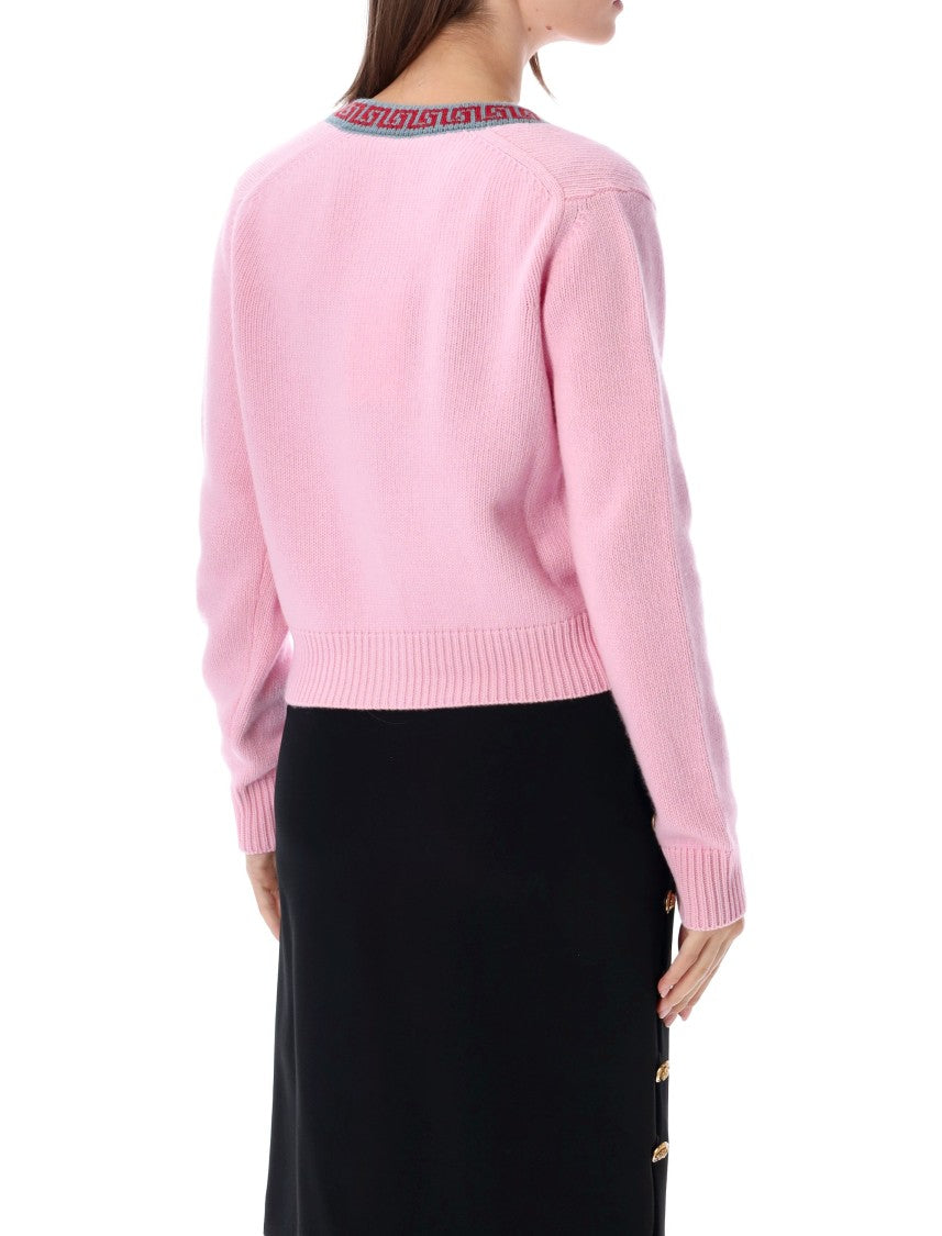 Versace Cropped Greca Border Knit Cardigan