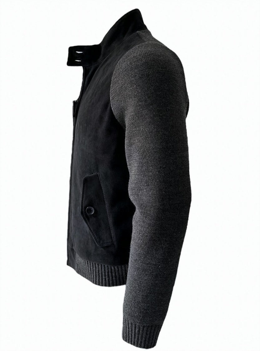 The Jack Leathers Suede-Effect Casual Jacket With Knitted Detail