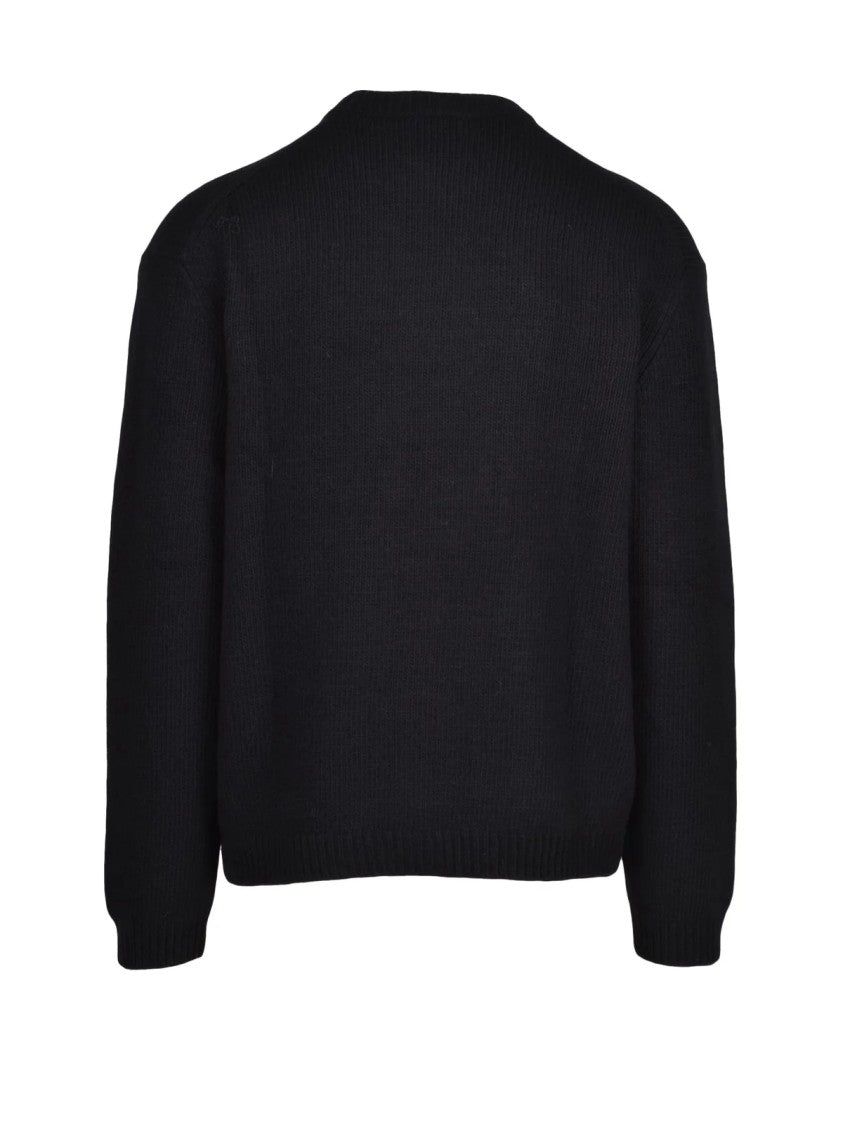 Maison Kitsuné Black Fox Motif Wool-Blend Crewneck Sweater