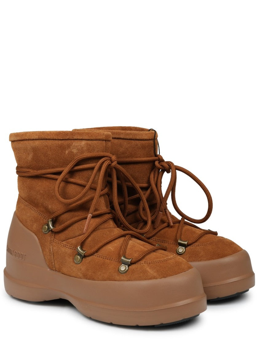 Moon Boot Mid-Height Brown Suede Boots With Rugged Sole