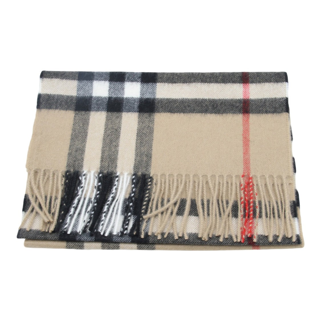 Burberry Timeless Check Pattern Scarf With Fringed Edges