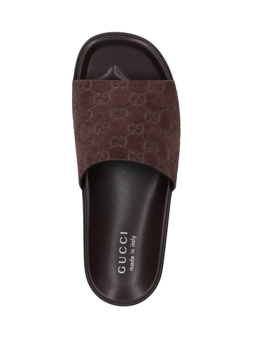 Gucci "Gg" Slide Sandals – Brown