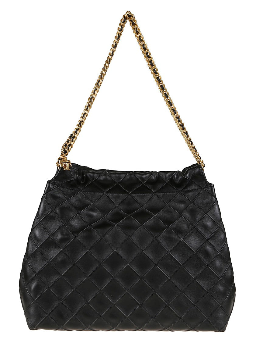 Tory Burch Quilted Black Lamb Leather Shoulder Bag