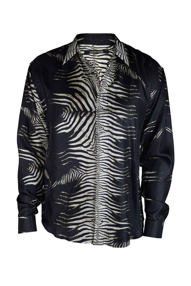 Roberto Cavalli Zebra Print Silk Shirt