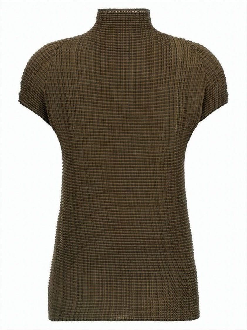 Issey Miyake Textured Short-Sleeve Top With Pleated Design