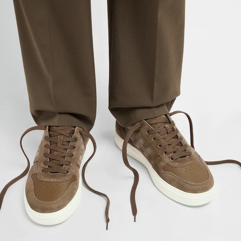 Hogan Light Brown Calfskin Low-Top Sneakers