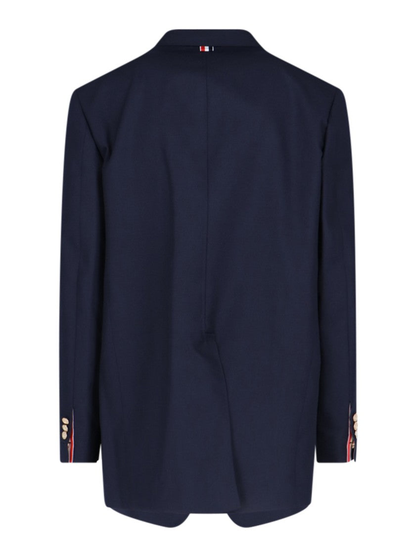 Thom Browne Blue Virgin Single-Breasted Blazer – Blue