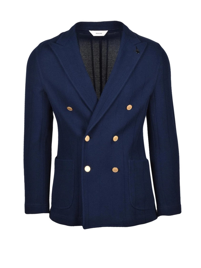 Paoloni Double-Breasted Blazer Jacket - Blue
