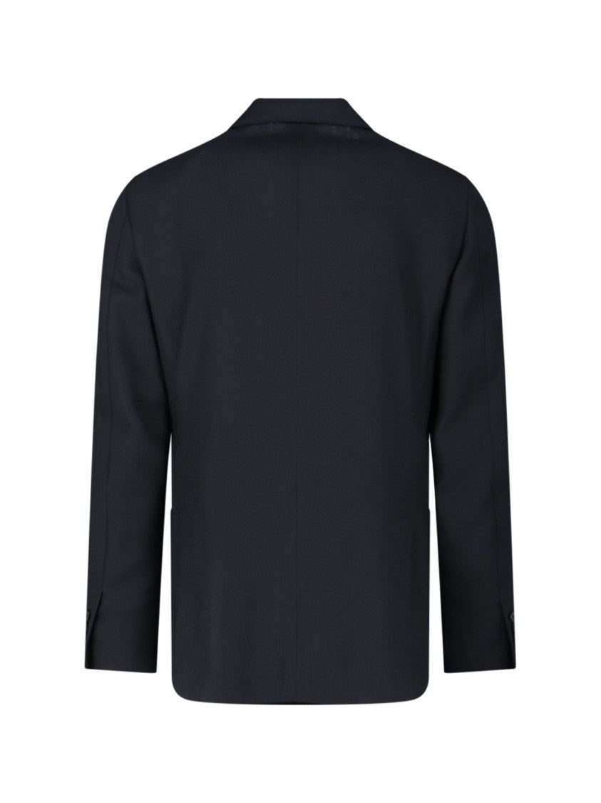 Lardini Double-Breasted Wool Blazer – Black