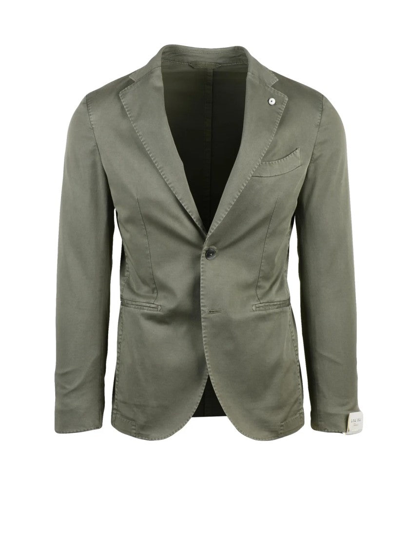 L.B.M. 1911 Sage Green Cotton Elastane Fitted Jacket