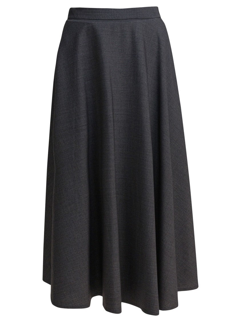 Semper Soft-Silhouette Grey Flared Skirt With Structured Weave