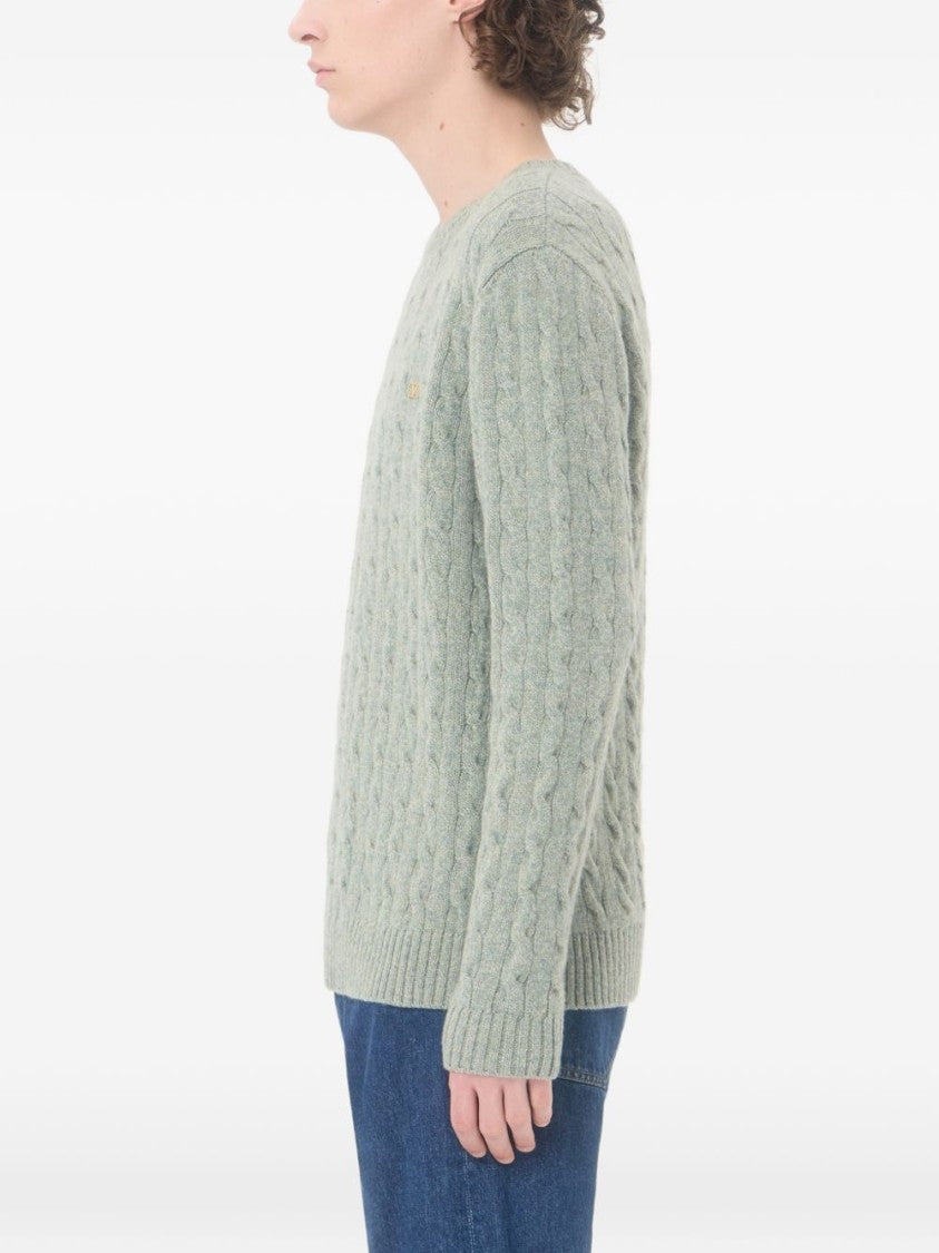 Valentino Garavani Textured Cable-Knit Crew Neck Sweater